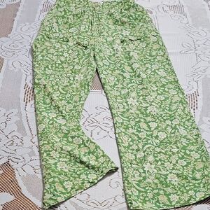 Elegant Floral Wide Leg Pants in Green